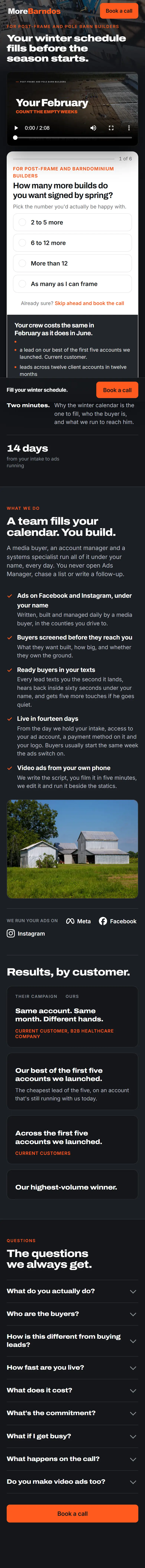 Barn builders on a phone