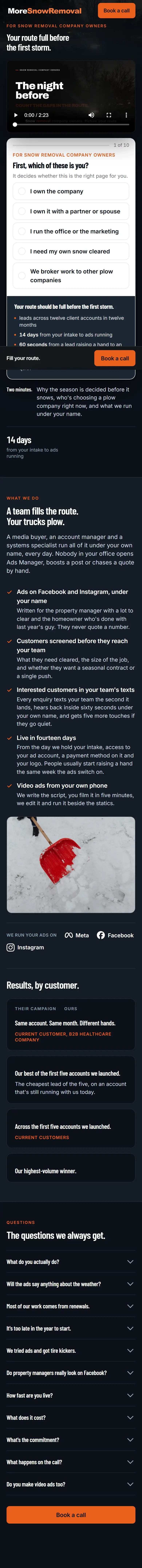 Snow removal on a phone