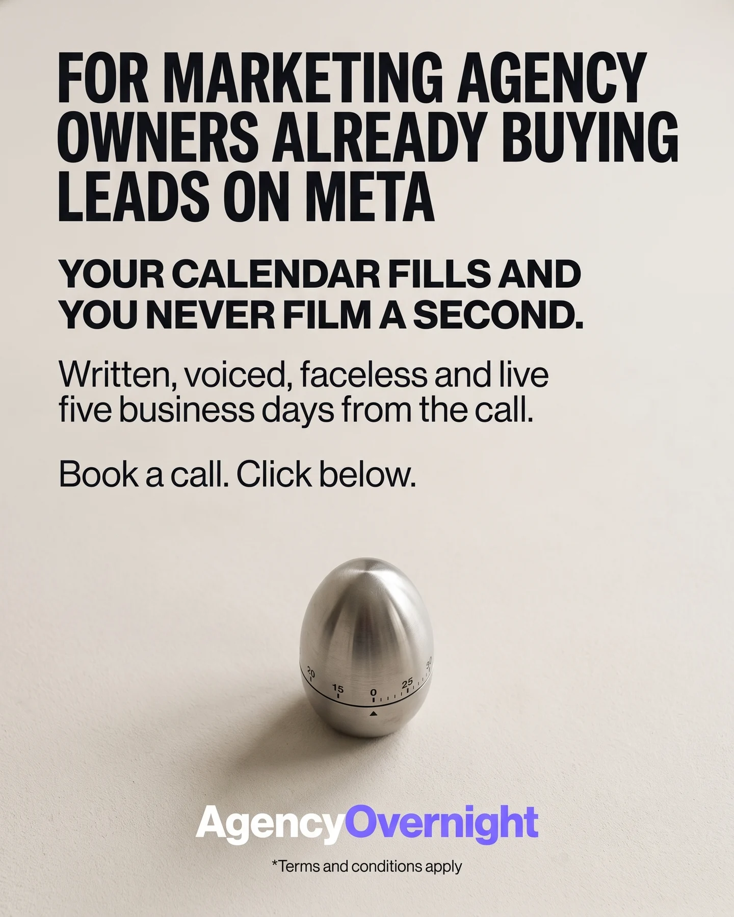 Static ad: Agency owners · faceless promise