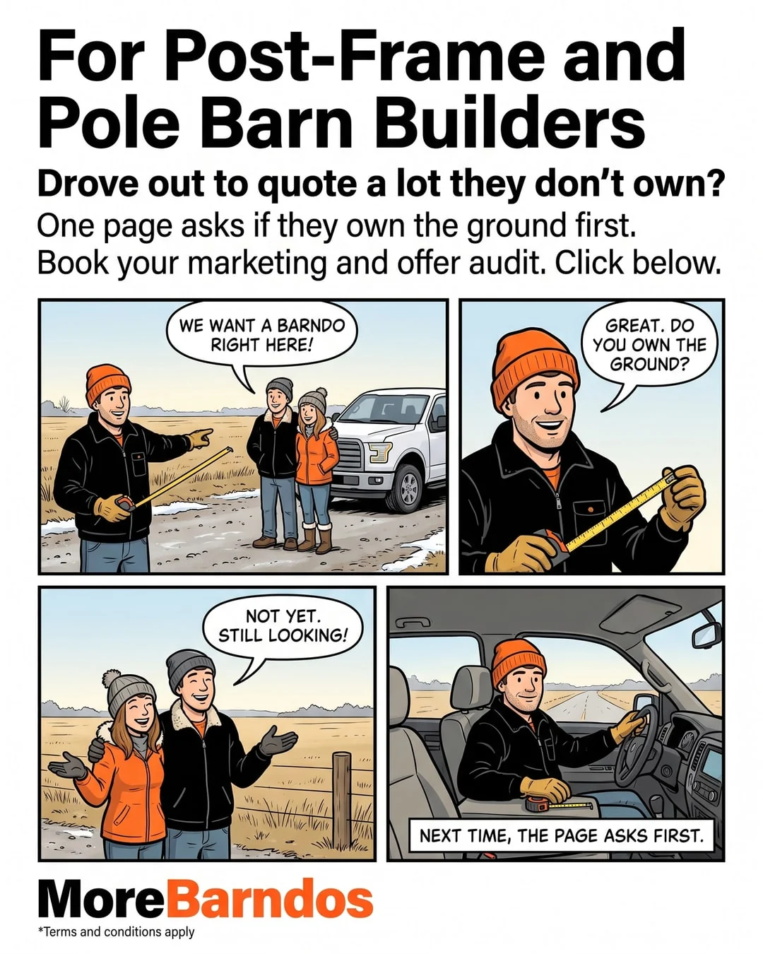 Static ad: Barn builders · comic