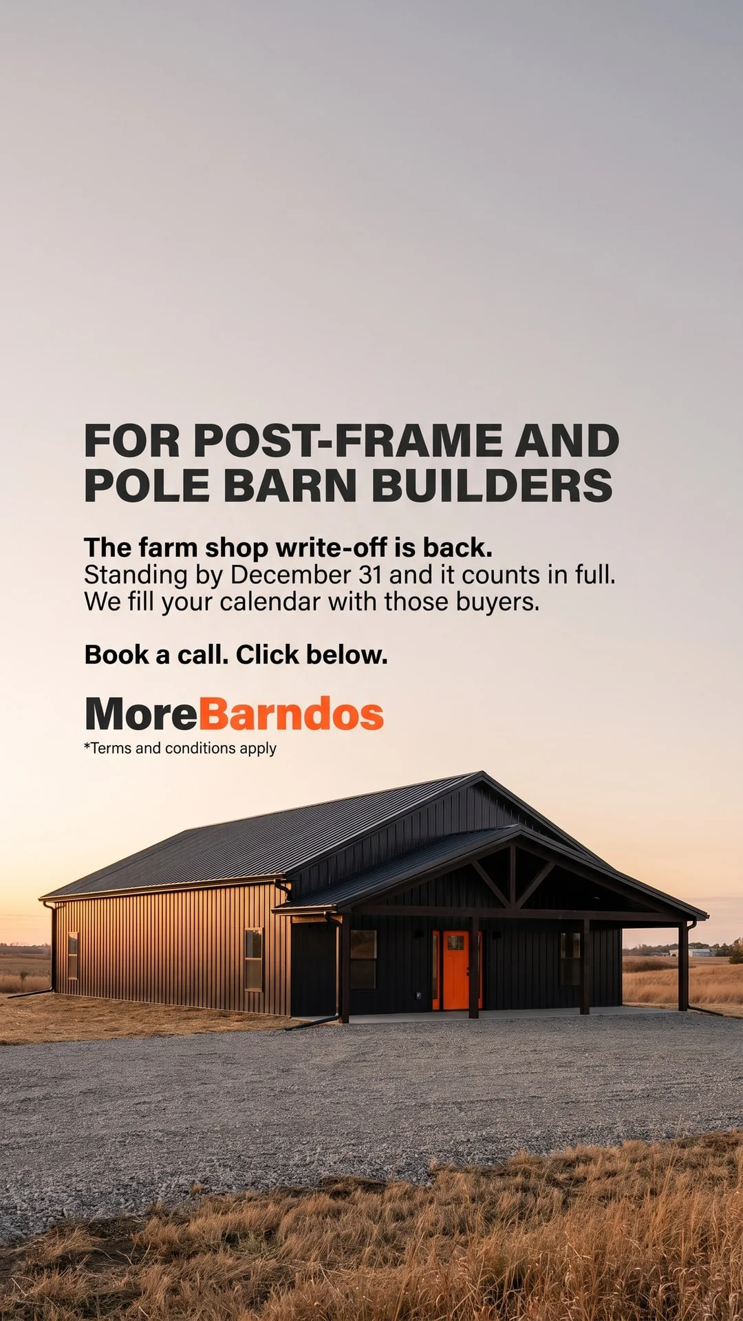 Static ad: Barn builders · news hook, story size