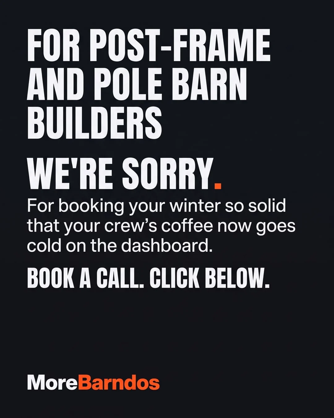 Static ad: Barn builders · apology hook